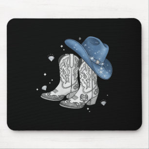 Womens Denim & Diamonds Black Tee Western Cowg Mouse Pad