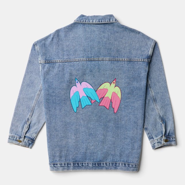 Women's Denim Jacket – Colourful Digital Design, P (Back)