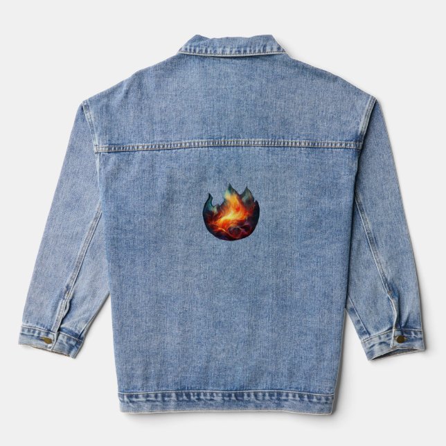 Women's Denim Jacket - Flames Artwork (Back)