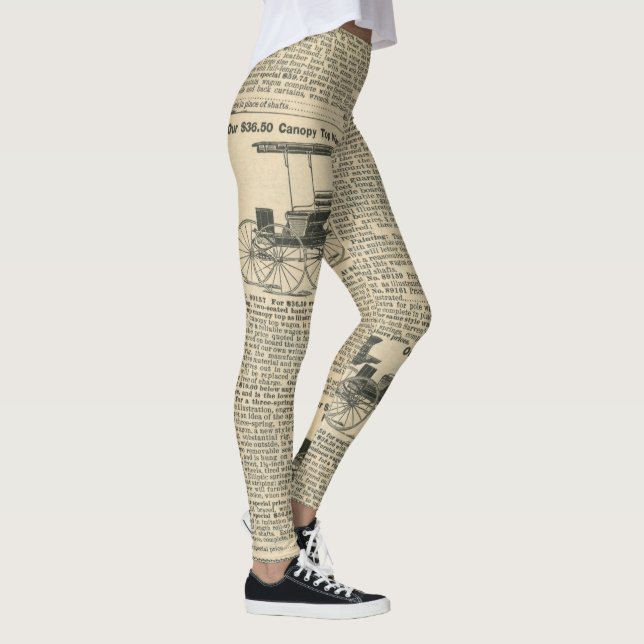 Women's Designed Digital Print Newspaper Pattern Leggings (Right)