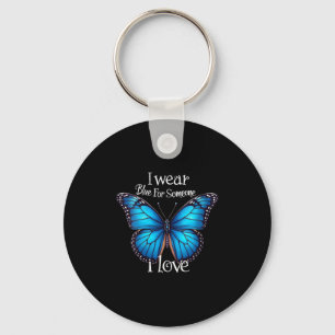 Womens Diabetes Awareness Butterfly Family Support Keychain