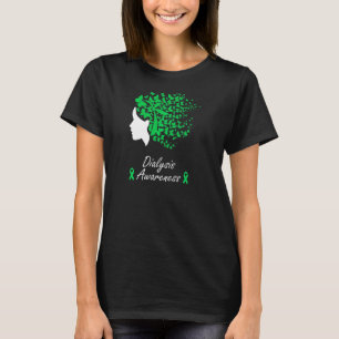 Womens Dialysis Awareness Women Butterflies Hair T-Shirt