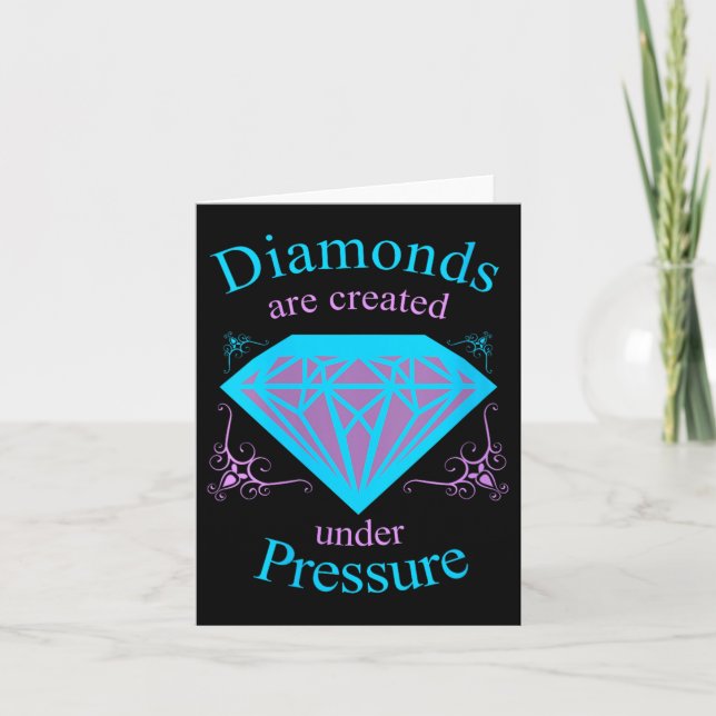 Womens Diamonds Are D Under Pressure - Motivationa Card (Front)
