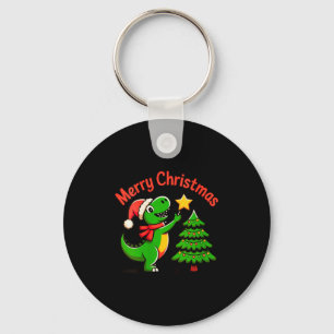 Womens Dinosaur Christmas Merry Christmas T-rex De Keychain