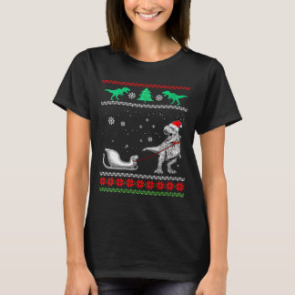 Womens Dinosaur Sleigh Merry Christmas Ugly Christ T-Shirt
