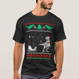 Womens Dinosaur Sleigh Merry Christmas Ugly Christ T-Shirt
