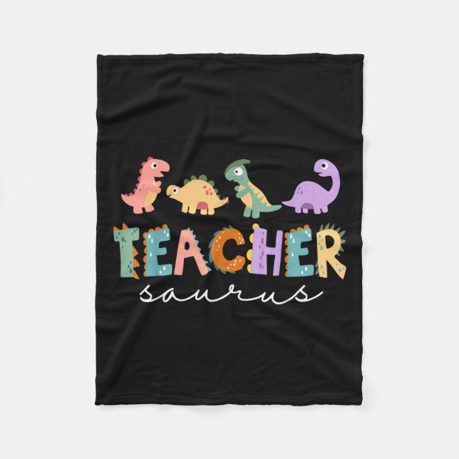 Womens Dinosaur Teacher Teachersaurus Rex Funny Di Fleece Blanket (Front)