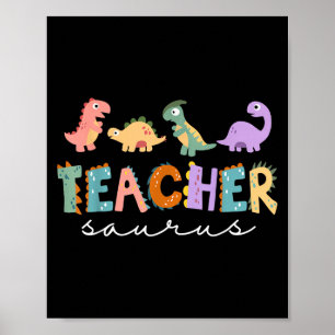 Womens Dinosaur Teacher Teachersaurus Rex Funny Di Poster