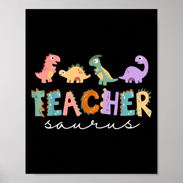 Womens Dinosaur Teacher Teachersaurus Rex Funny Di Poster (Front)