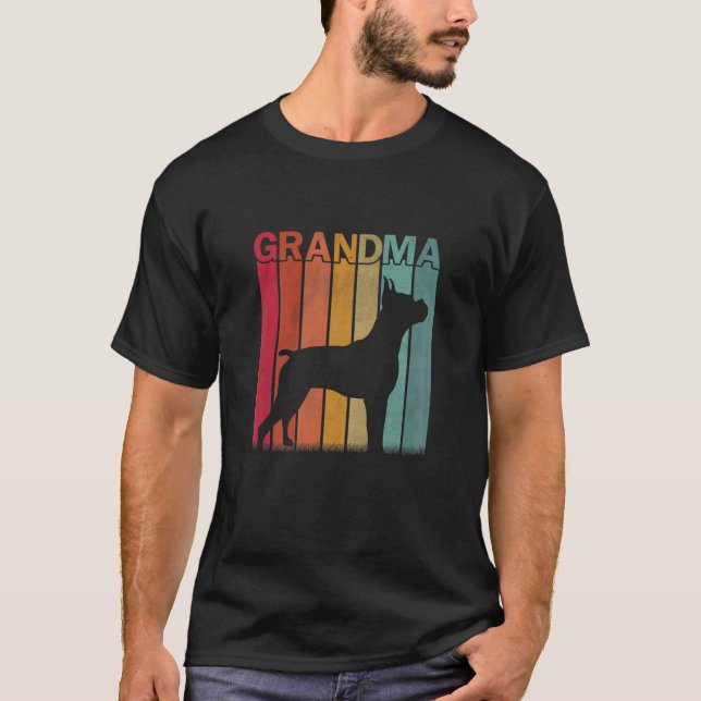 Womens Distressed Boxer Dog Graphic Retro Mother's T-Shirt (Front)