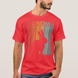 Womens Distressed Bunny Graphic Retro Mother's Day T-Shirt