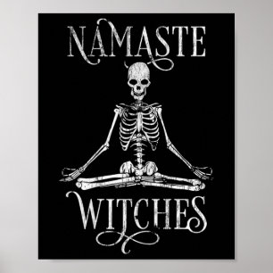 Womens Distressed Halloween Yoga Skeleton Namaste  Poster