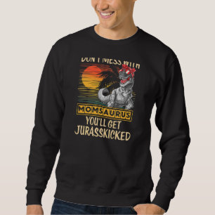 Womens Distressed Mother's Day Momsaurus Retro Din Sweatshirt
