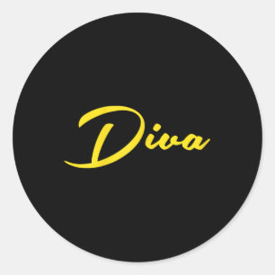 Womens Diva Classic Round Sticker