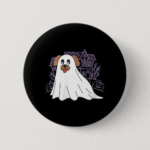 Womens Dog Ghost Cute Dog Dressed As Ghost Funny 2 Inch Round Button
