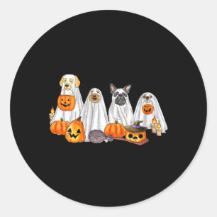Womens Dog Ghost Cute Dog Dressed As Ghost Funny Classic Round Sticker