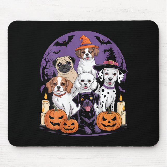 Womens Dog Ghost Cute Dog Dressed As Ghost Funny Mouse Pad (Front)