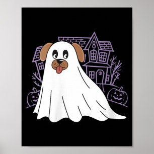 Womens Dog Ghost Cute Dog Dressed As Ghost Funny Poster