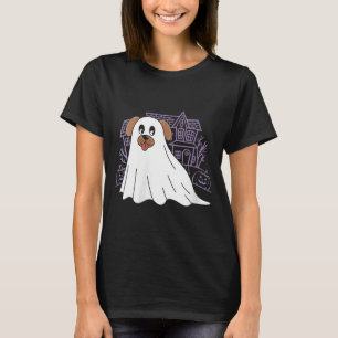 Womens Dog Ghost Cute Dog Dressed As Ghost Funny T-Shirt