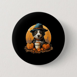 Womens Dog Halloween V-Neck 2 Inch Round Button