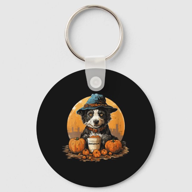 Womens Dog Halloween V-Neck Keychain (Front)