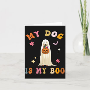 Womens Dog Is Boo_ Cute Groovy Spooky Halloween Card