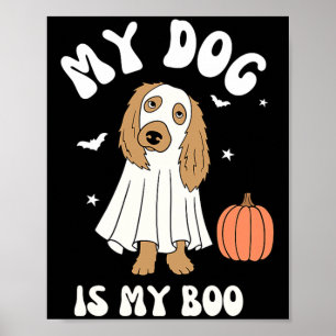 Womens Dog Is Boo For Halloween Vibes Black And Poster