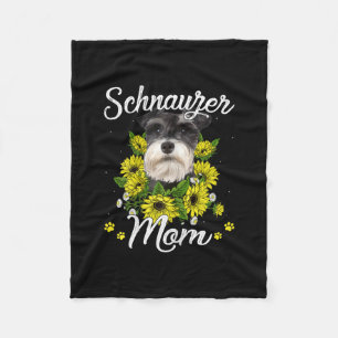 Womens Dog Mom Day Gift Sunflower Schnauzer Fleece Blanket