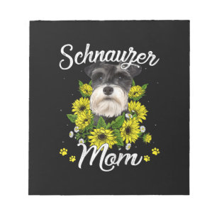 Womens Dog Mom Day Gift Sunflower Schnauzer Notepad
