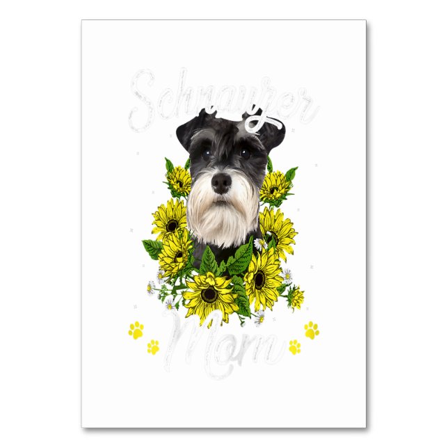 Womens Dog Mom Mors Day Gift Sunflower Schnauzer Table Number (Front)