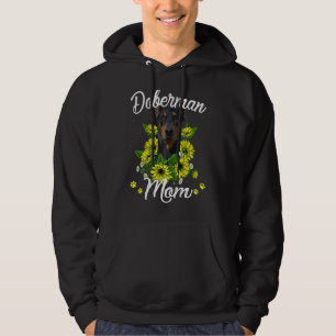 Womens Dog Mom Mother's Day Sunflower Doberman Mo Hoodie