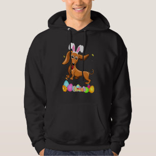 Womens Dog Mom Presents Cute Bunny Dachshund Eggs  Hoodie