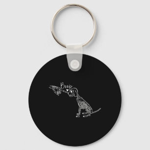 Womens Dog Skeleton Boop V-Neck Keychain