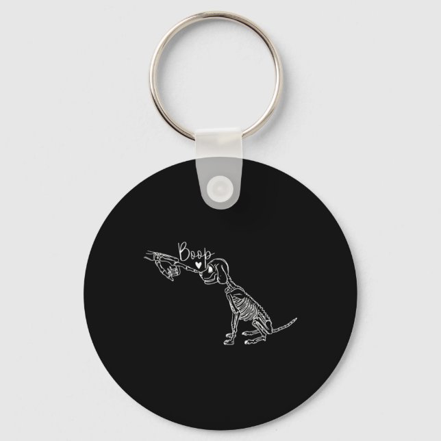 Womens Dog Skeleton Boop V-Neck Keychain (Front)