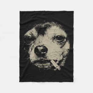 Women's dog smoking cigarette funny chihuahua meme fleece blanket