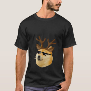 Womens Dogecoin Christmas Shiba Inu Meme Dog with T-Shirt