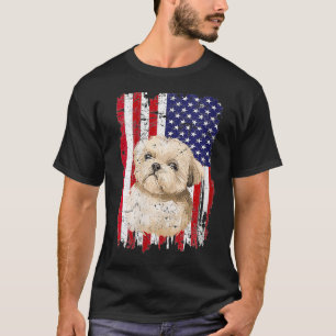 Womens Dogs 365 Distress American flag Shih Tzu Do T-Shirt