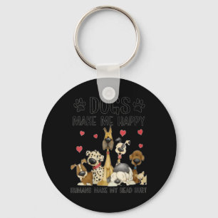 Womens Dogs Make Happy Humans Make Head Hurt Funny Keychain