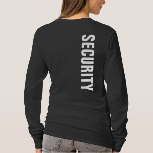 Womens Double Sided Print Security Black White T-Shirt