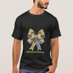 Womens Down Syndrome Awareness Coquette Bow Ribbon T-Shirt