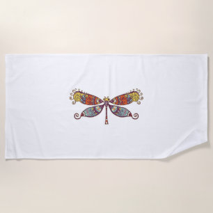 Womens Dragonfly Colourful Graphic Beach Towel