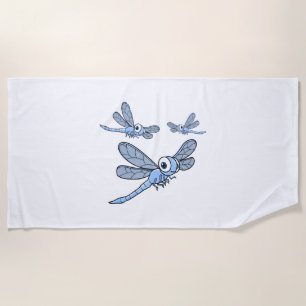 Womens Dragonfly Colourful Graphic Beach Towel