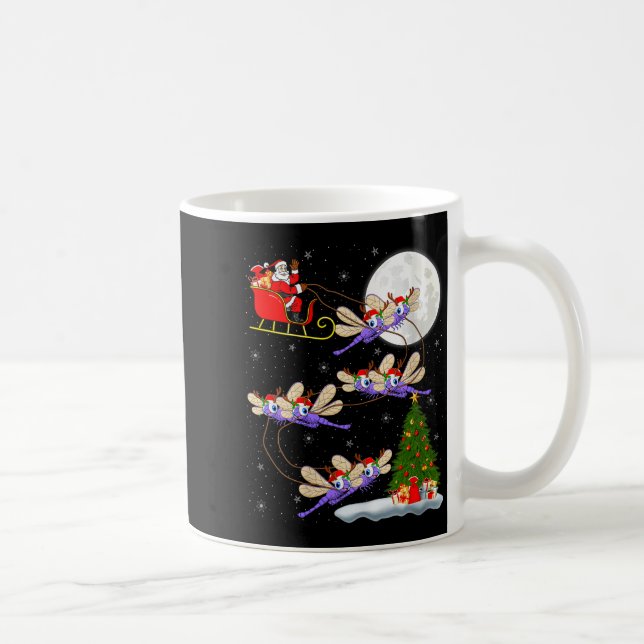 Womens Dragonfly Santa Sleigh Flying Funny Magical Coffee Mug (Right)