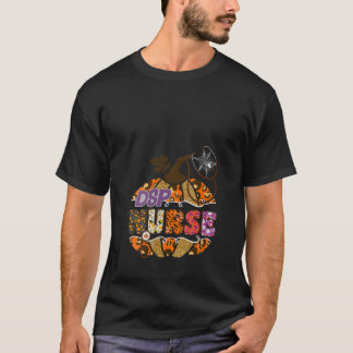 Womens DSP Nurse Halloween Pumpkin Leopard Direct T-Shirt