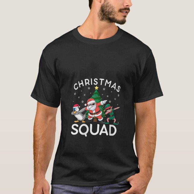 Womens Duck Reindeer Santa Dabbing Squad Christmas T-Shirt (Front)