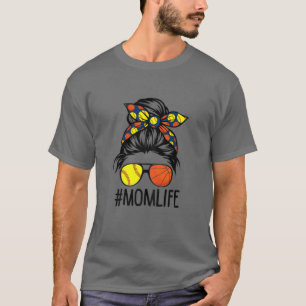 Womens Dy Mom Life Softball Basketball Mothers Day T-Shirt