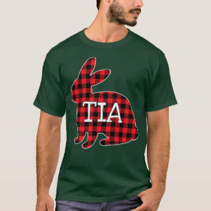 Womens Easter Day Costume Red Plaid Bunny Graphic  T-Shirt