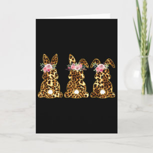 Womens Easter Day Cute Floral Leopard Bunny Rabbit Card