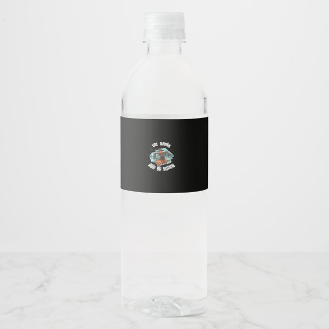 Womens Eat Drink And Be Scary Halloween  Water Bottle Label (Front)