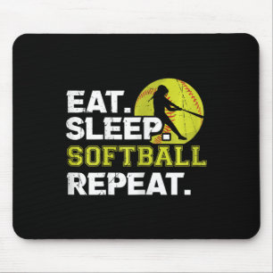 Womens Eat Sleep Softll Repeat Funny Softll Design Mouse Pad